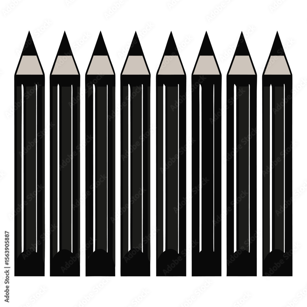 Poster graphic composition featuring a row of eight elements isolated on white background