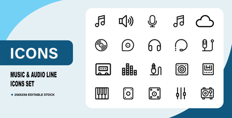 Music & Audio Line Icons Set