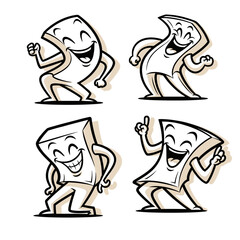 Playful Cartoon Characters Dancing Joyfully with Expressions of Happiness and Excitement