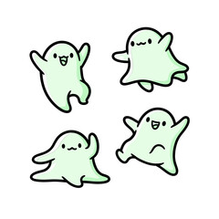 Playful Animated Ghosts Expressing Happiness and Joy with Cheerful Expressions