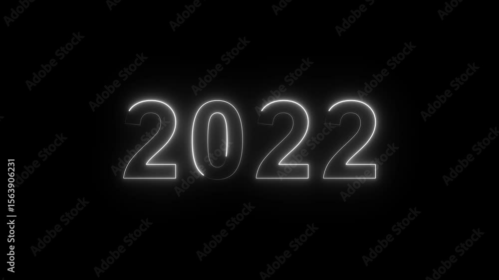 Poster 2018 neon line text. abstract 2018 neon text animation, glowing neon number text background 4k anima