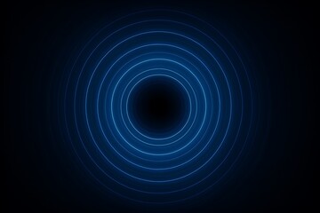 Abstract glowing blue concentric circles emanating from a dark central point