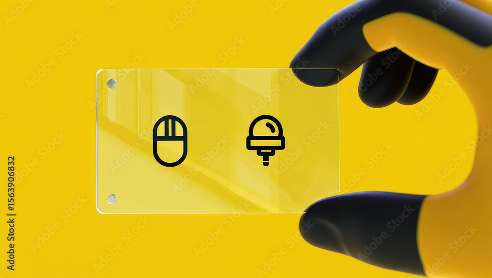 Aufkleber modern technology interface concept featuring a mouse and a beacon icon displayed on a transparent c