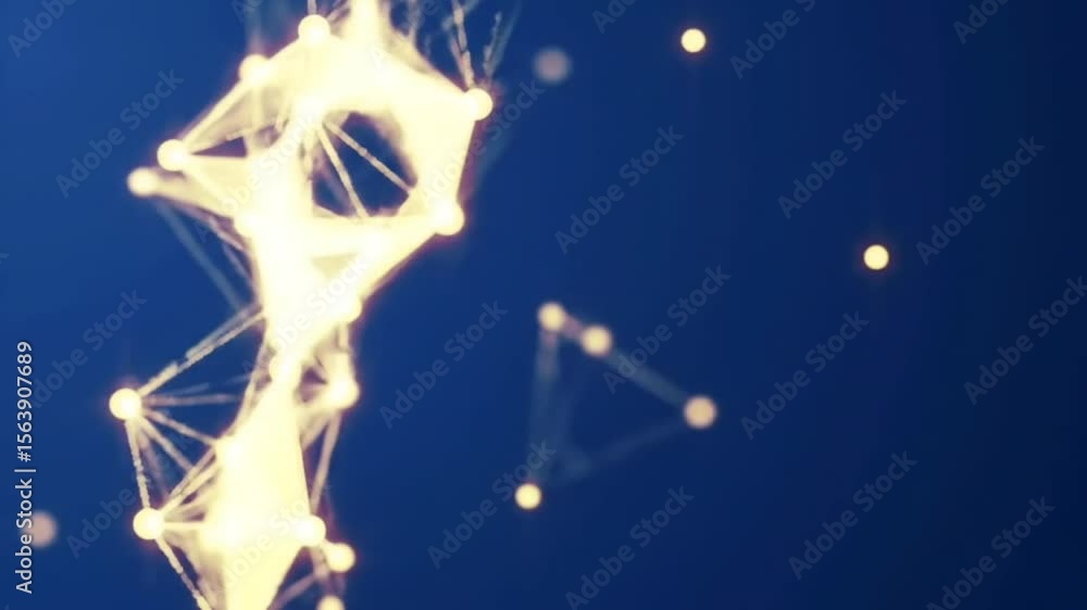 Fototapete glowing interconnected nodes form a complex network against a dark blue background. the image sugges