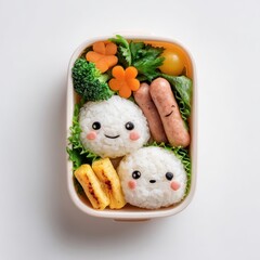 A white container with food