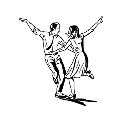 vintage swing dance couple illustration