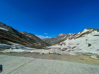 Stunning view of Burzil Top in Skardu, Pakistan, featuring snow-covered mountain peaks, a scenic...