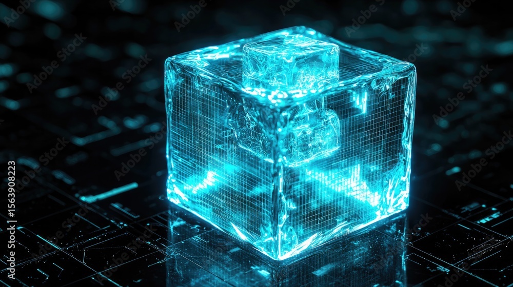 Poster digital innovation in transparent technology virtual environment 3d visualization futuristic concept