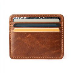 The slim card case in tan leather