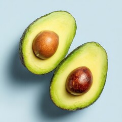 Two avocas on a blue background