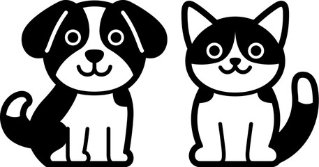 犬と猫のシンプルなアイコン（Dog and cat simple icon）