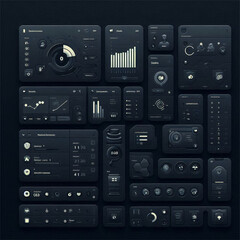 Fototapeta premium Data Visualization Dashboard – Dark Mode Vector