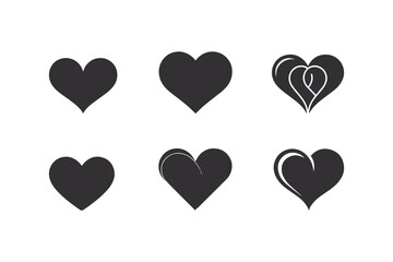 Set of vector hearts isolated on white background.