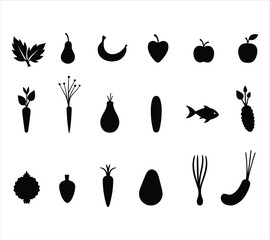 Whole Food Icons &ndash; Clean Eating Silhouette Set