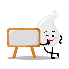 Cute Hand Drawn White Blood Drop Leaning To A sign Board