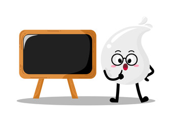 Cute Hand Drawn White Blood Drop Teacher Explaining Using Blackboard