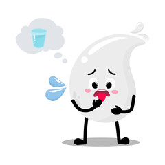 Cute Hand Drawn Thirsty White Blood Drop Thinking about water