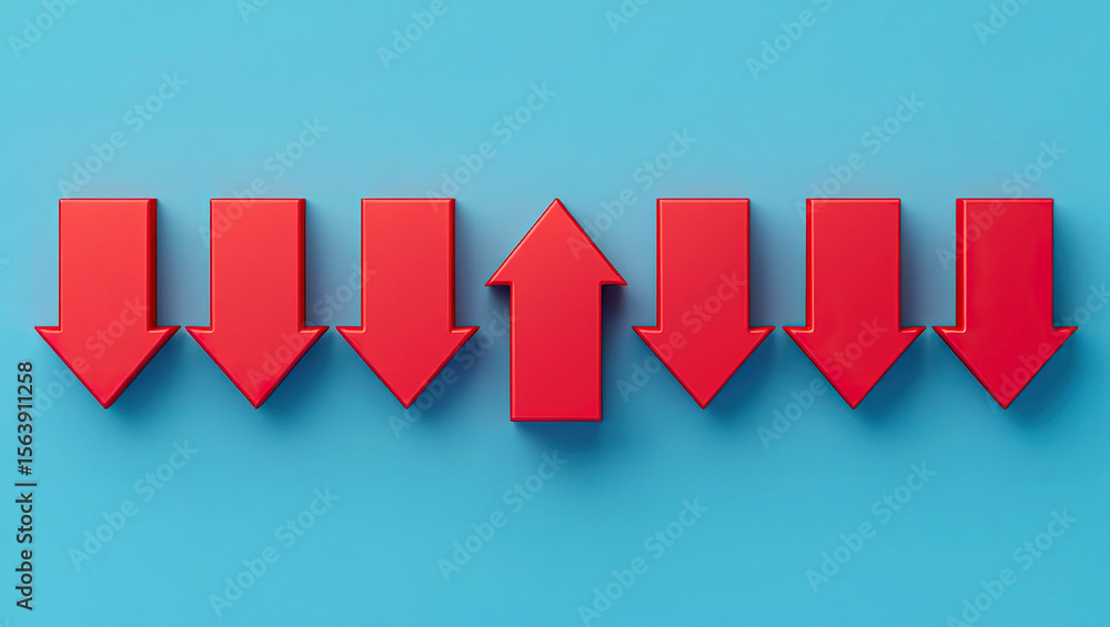 Poster standing out from the crowd a conceptual image of red arrows with one pointing upward among others p