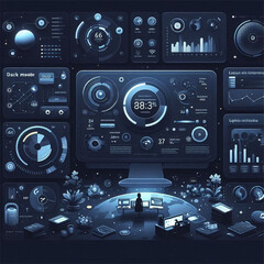 Fototapeta premium Dark Admin Panel – Vector Infographic Design