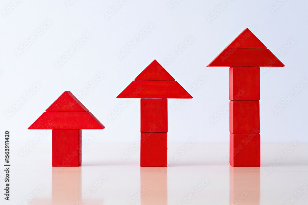 Poster a clear depiction of incremental growth and progression displaying three red arrow structures of inc
