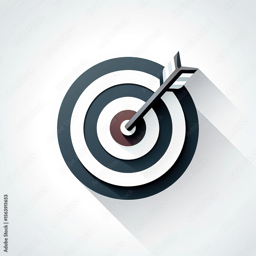 Poster precision and focus achieving goals with a targeted approach a conceptual image of a dart hitting th