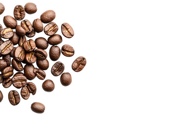 Naklejka premium Pile of roasted coffee beans isolated on transparent background, png, cutout