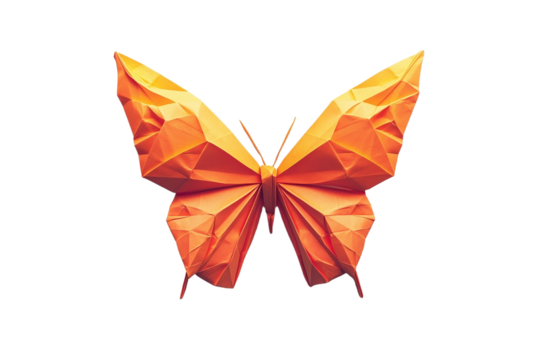 Origami butterfly with wide open wings