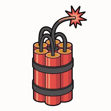 recommend clip art: Cartoon Dynamite Bundle Icon  Explosive Bomb Illustration with Lit Fuse