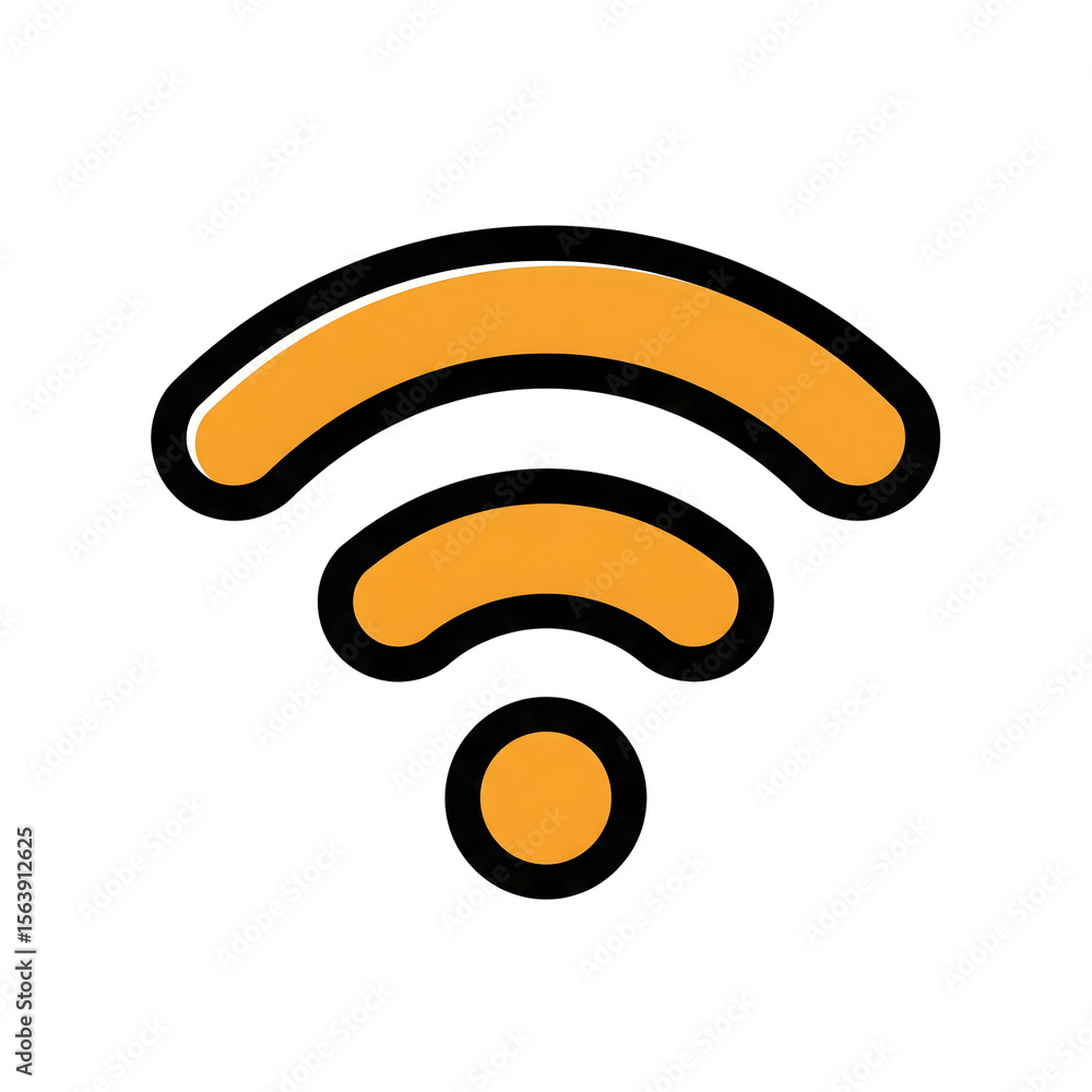 Poster orange wifi icon wireless signal network symbol isolated on a transparent background