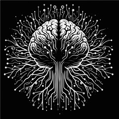 Human Brain with Connected Neurons