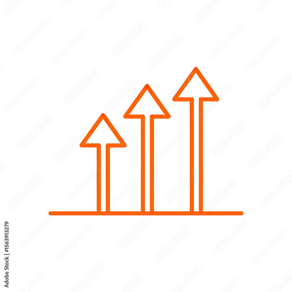 Poster upward trend charting progress and growth with ascending arrows representing positive development an