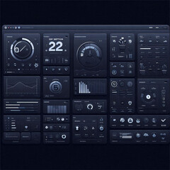 Fototapeta premium Dark Themed Interface – Admin Panel Vector Design