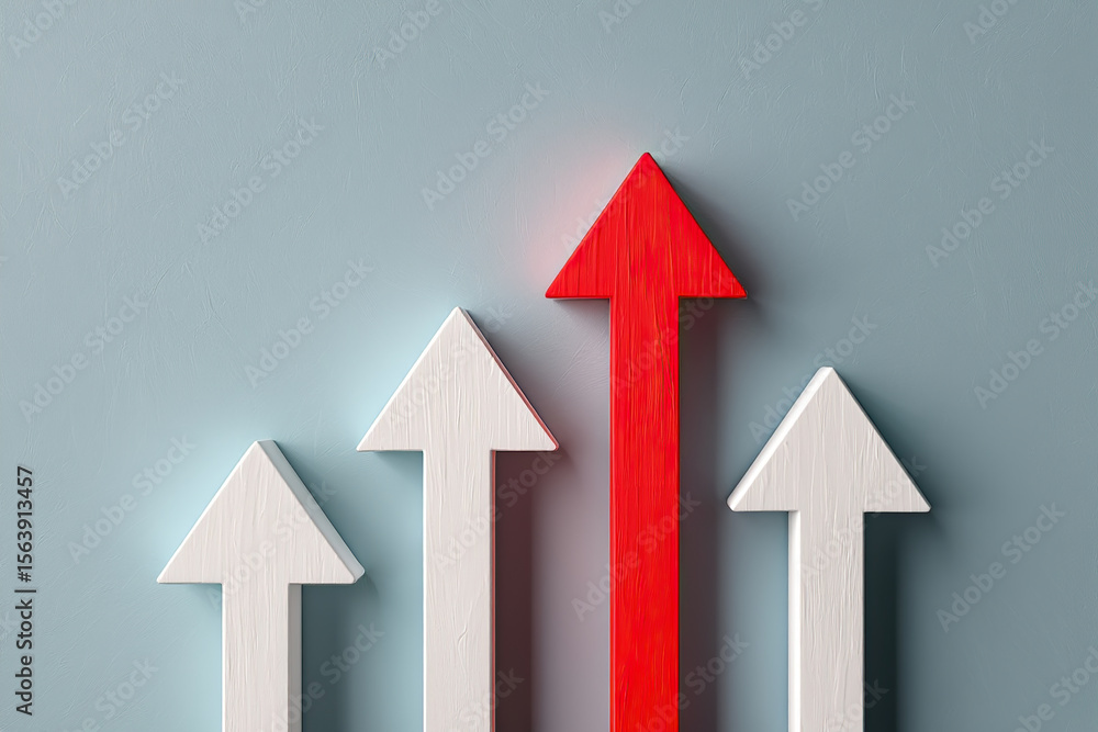 Poster elevated ambitions a visual representation of growth and success with arrows pointing upward against