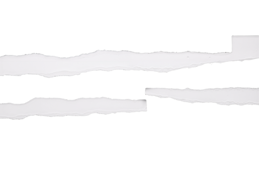 White Ripped Paper Torn Edges Strips Isolated on Transparent Background, PNG