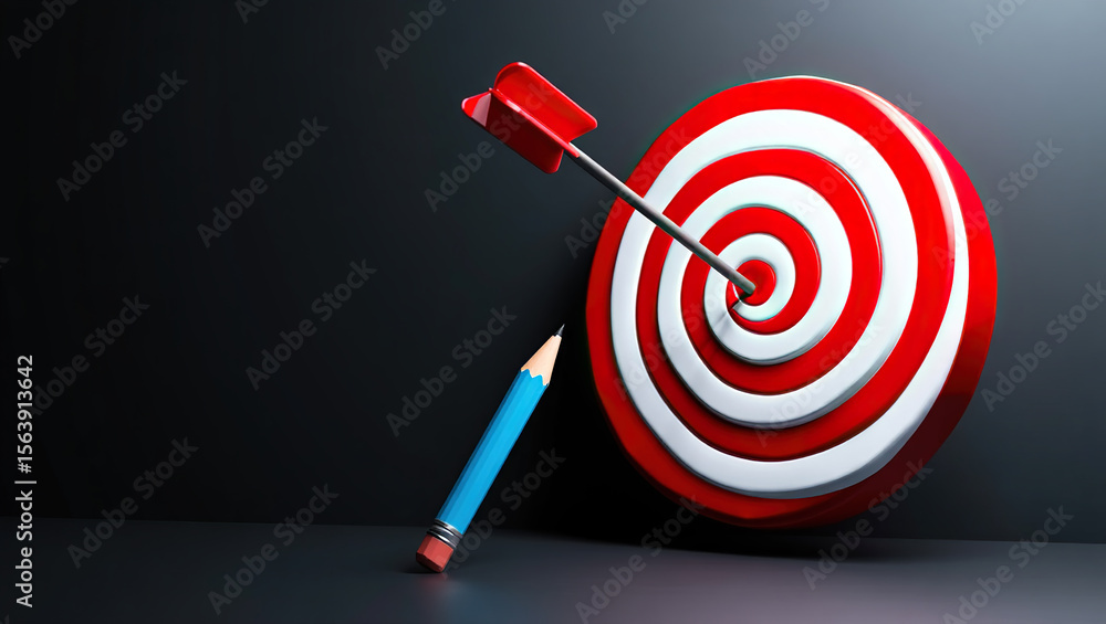 Poster precision targeting a conceptual image of an arrow hitting the bullseye, symbolizing accuracy, focus