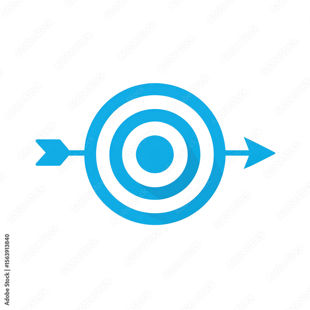 Poster precision targeting a minimalist icon of a bullseye with an arrow hitting the center representing ac