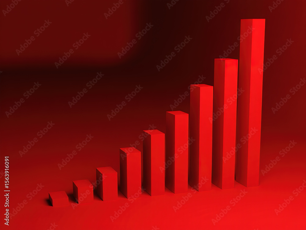 Poster captivating crimson growth a visual representation of ascending success and achievement in business 