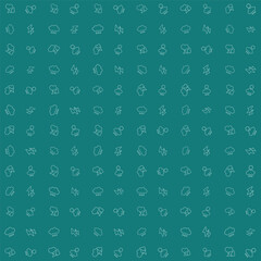 Thundercloud and raincloud pattern, seamless vector line art style for weather theme background.