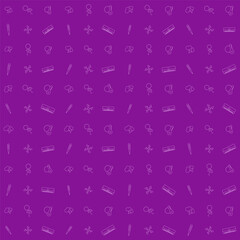 Thundercloud pattern, umbrella with sun, thermometer, fan and air conditioner. Line art style seamless vector for weather theme background.