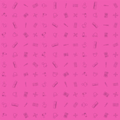 Rain cloud pattern, AC, thermometer, hair dryer, and fan. Line art style seamless vector for weather theme background.