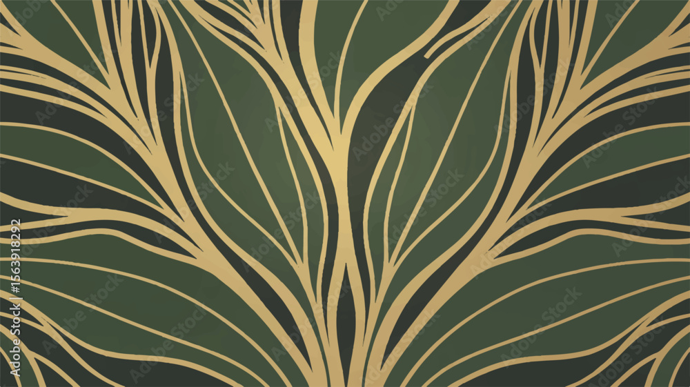 Poster elegant green and gold botanical vector pattern seamless design for print and web