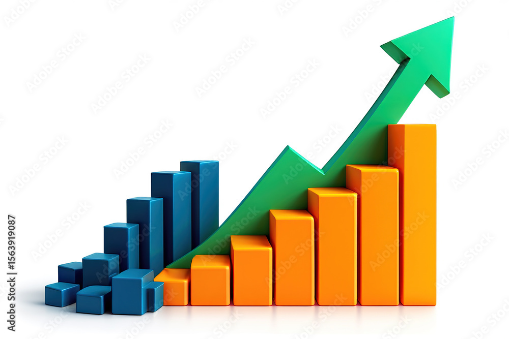 Poster visual representation of business growth a bar graph displaying upward trends and positive developme