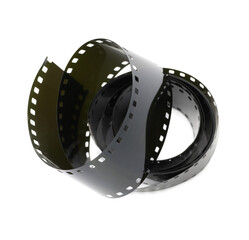 Strip of photographic film isolated on white, above view