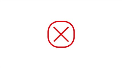 Abstract red cross icon sign isolated red line icon simple on white background.
