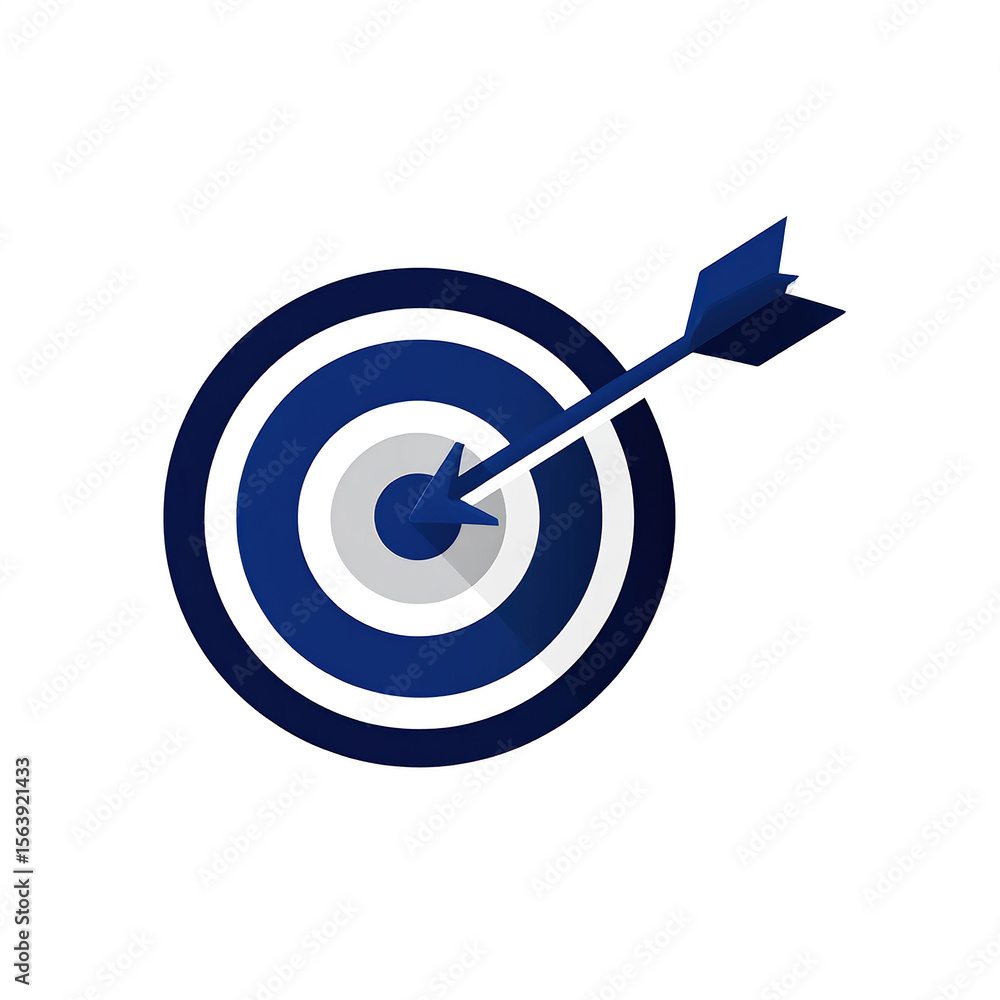 Poster target achieved a conceptual image of an arrow hitting the center of a target symbolizing success ac