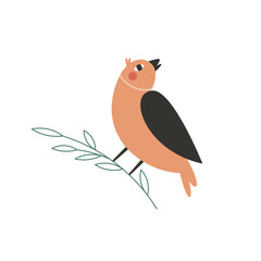 Cute bird clipart – cute cartoon forest bird on branches