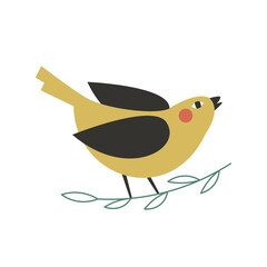 Beautiful bird clipart – cute cartoon forest bird on branches