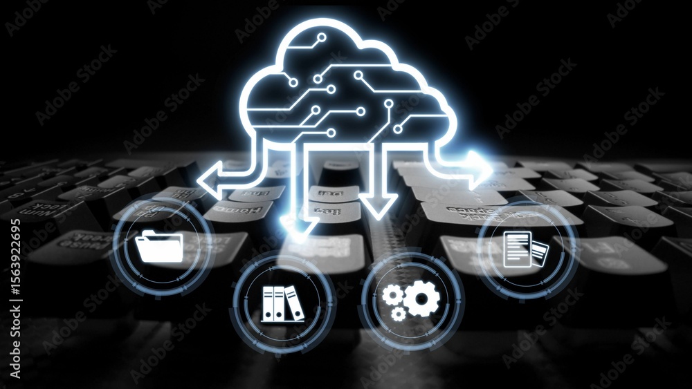 Poster cloud computing, cloud strategy, and cloud technology transforming digital infrastructure with scala