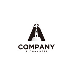 turbine logo with initial A concept