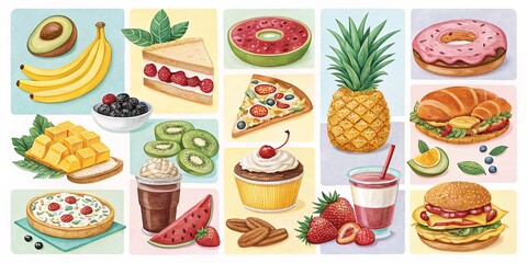 A diverse collection of healthy fruits and vegetables for a sweet breakfast or lunch snack